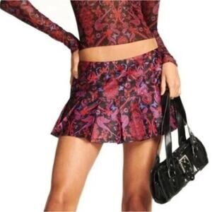 I.AM.GIA Afia Pleated Paisley Micro Mini Skirt Size XS